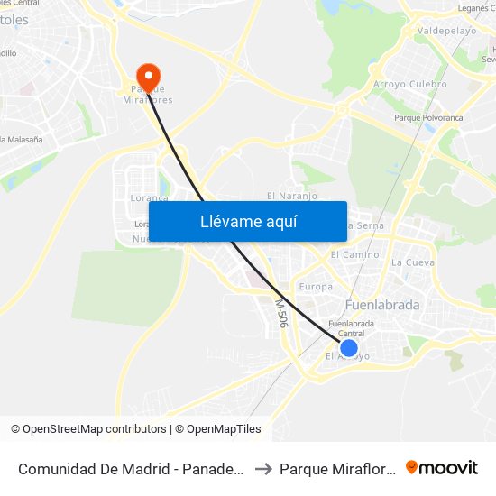 Comunidad De Madrid - Panaderas to Parque Miraflores map