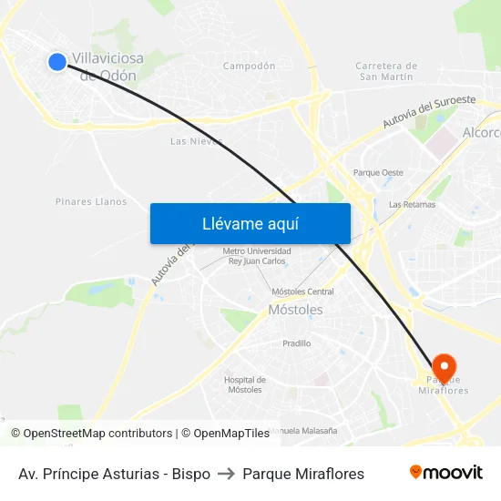 Av. Príncipe Asturias - Bispo to Parque Miraflores map