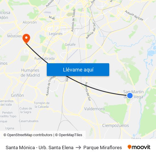 Santa Mónica - Urb. Santa Elena to Parque Miraflores map