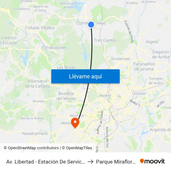 Av. Libertad - Estación De Servicio to Parque Miraflores map
