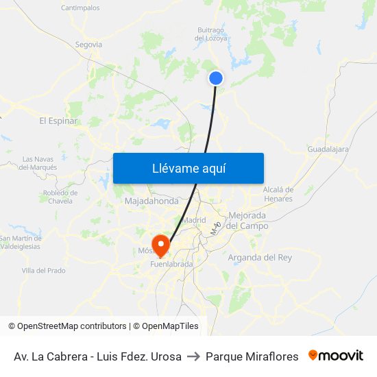 Av. La Cabrera - Luis Fdez. Urosa to Parque Miraflores map