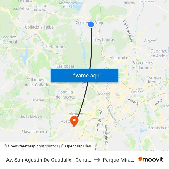 Av. San Agustín De Guadalix - Centro De Salud to Parque Miraflores map