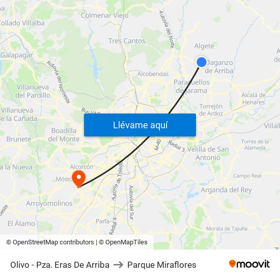 Olivo - Pza. Eras De Arriba to Parque Miraflores map