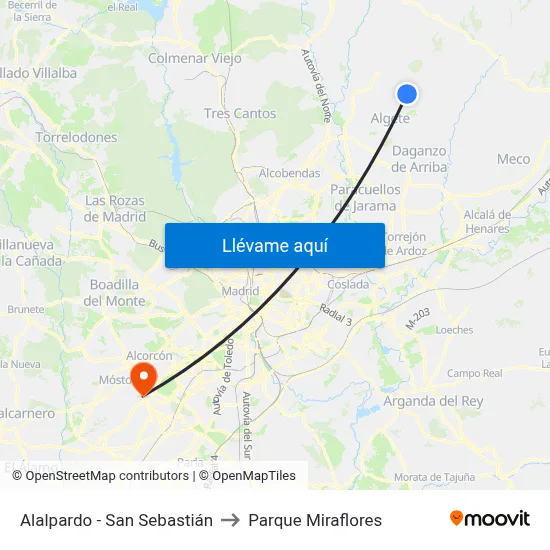 Alalpardo - San Sebastián to Parque Miraflores map