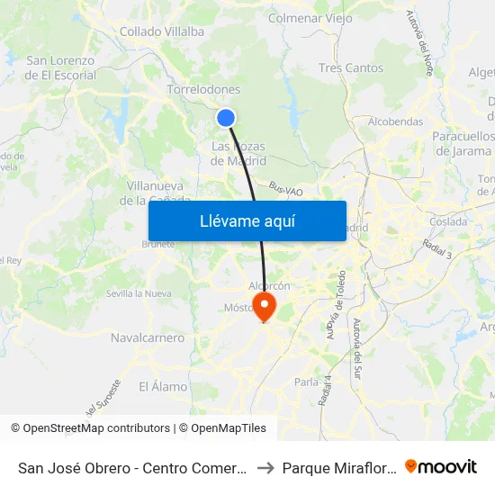 San José Obrero - Centro Comercial to Parque Miraflores map