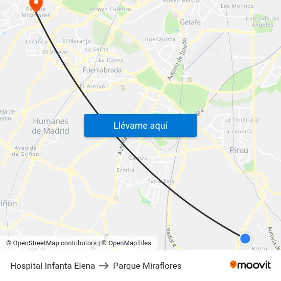 Hospital Infanta Elena to Parque Miraflores map