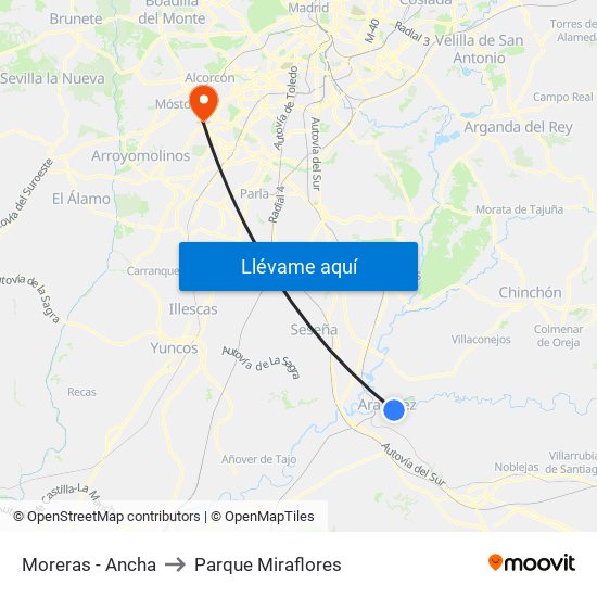 Moreras - Ancha to Parque Miraflores map