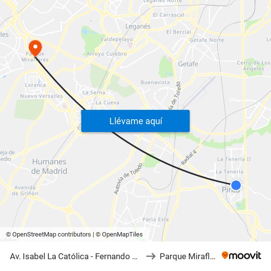 Av. Isabel La Católica - Fernando Católico to Parque Miraflores map