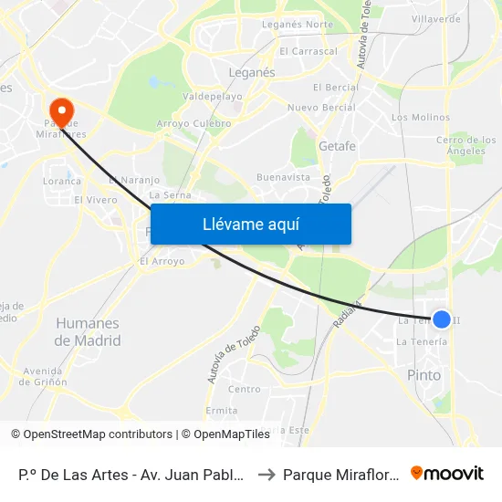 P.º De Las Artes - Av. Juan Pablo II to Parque Miraflores map