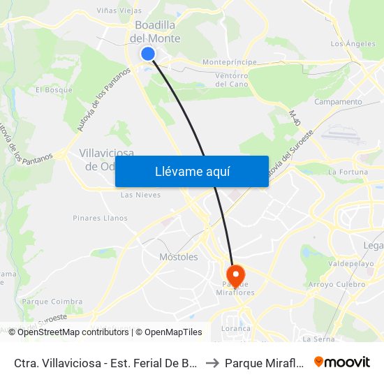 Ctra. Villaviciosa - Est. Ferial De Boadilla to Parque Miraflores map