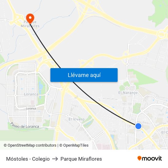 Móstoles - Colegio to Parque Miraflores map