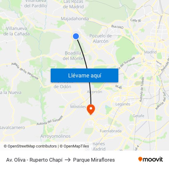 Av. Oliva - Ruperto Chapí to Parque Miraflores map