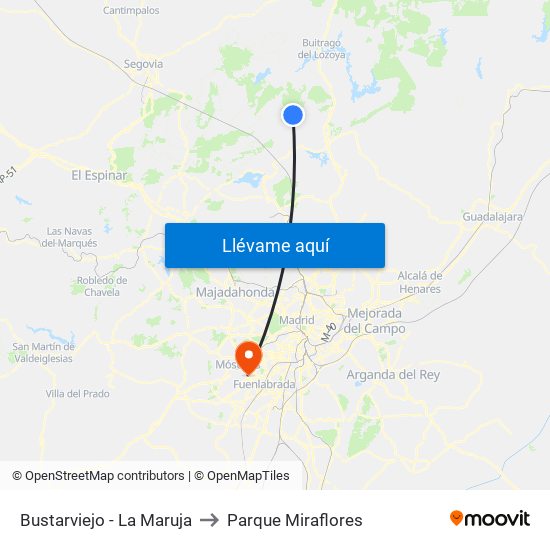 Bustarviejo - La Maruja to Parque Miraflores map