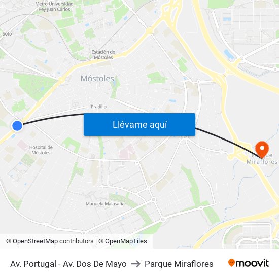 Av. Portugal - Av. Dos De Mayo to Parque Miraflores map