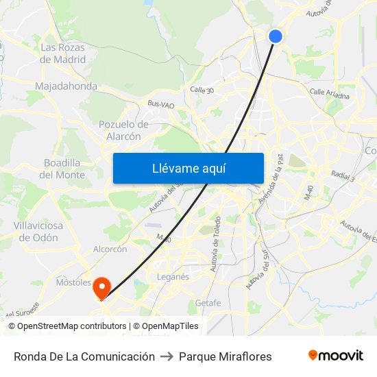 Ronda De La Comunicación to Parque Miraflores map
