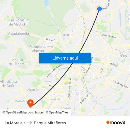 La Moraleja to Parque Miraflores map