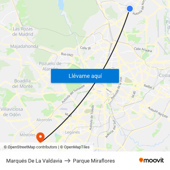 Marqués De La Valdavia to Parque Miraflores map
