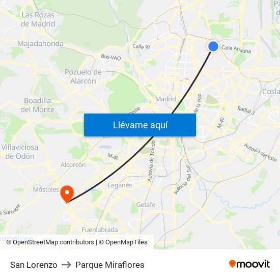 San Lorenzo to Parque Miraflores map