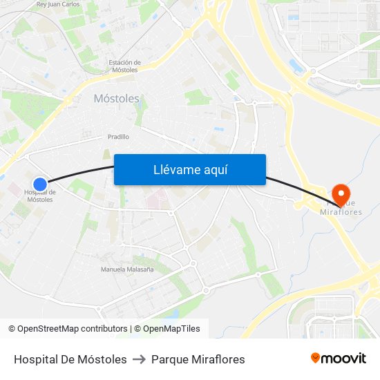 Hospital De Móstoles to Parque Miraflores map