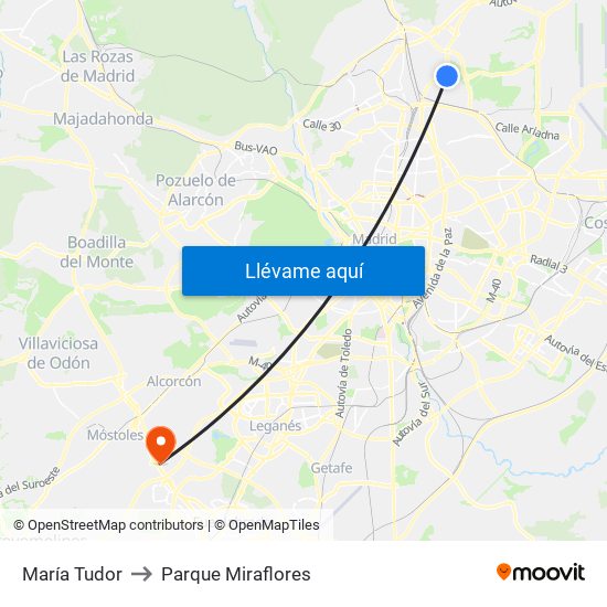 María Tudor to Parque Miraflores map