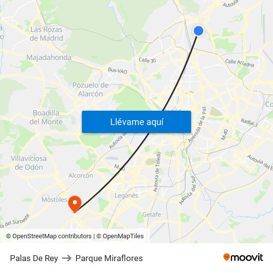 Palas De Rey to Parque Miraflores map