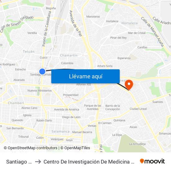 Santiago Bernabéu to Centro De Investigación De Medicina Aeroespacial, Ejército Del Aire map