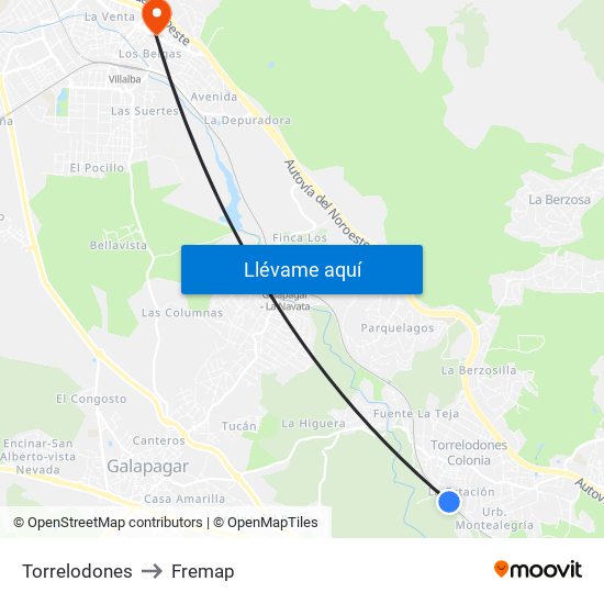Torrelodones to Fremap map