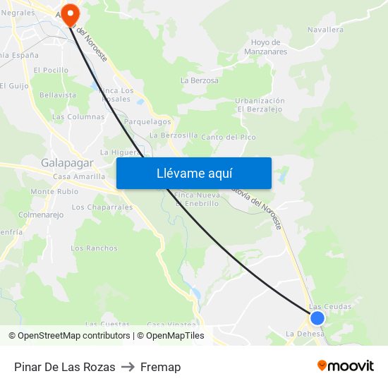 Pinar De Las Rozas to Fremap map