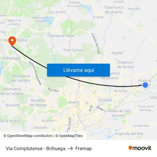 Vía Complutense - Brihuega to Fremap map