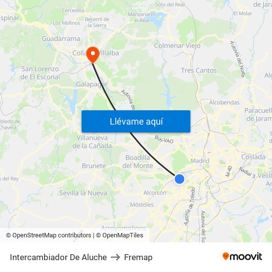 Intercambiador De Aluche to Fremap map