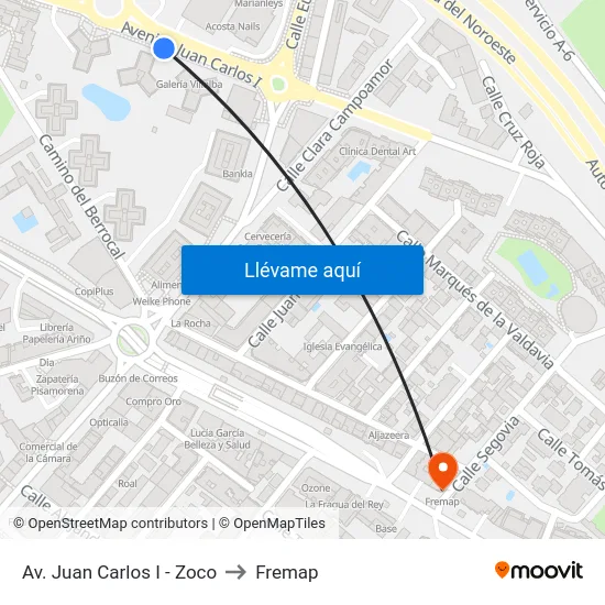 Av. Juan Carlos I - Zoco to Fremap map