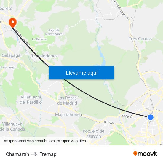Chamartín to Fremap map