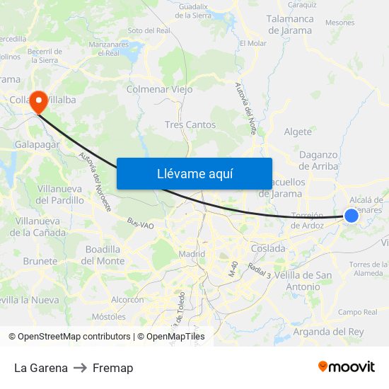 La Garena to Fremap map