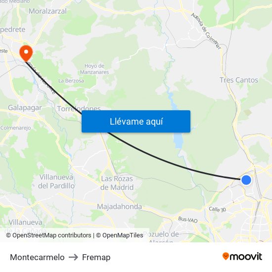 Montecarmelo to Fremap map