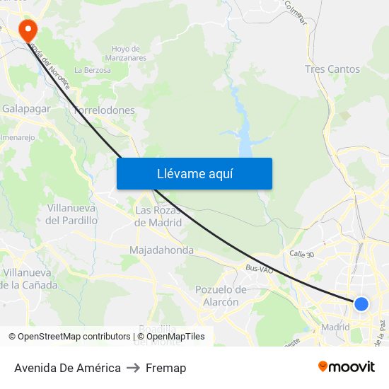 Avenida De América to Fremap map