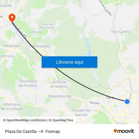 Plaza De Castilla to Fremap map