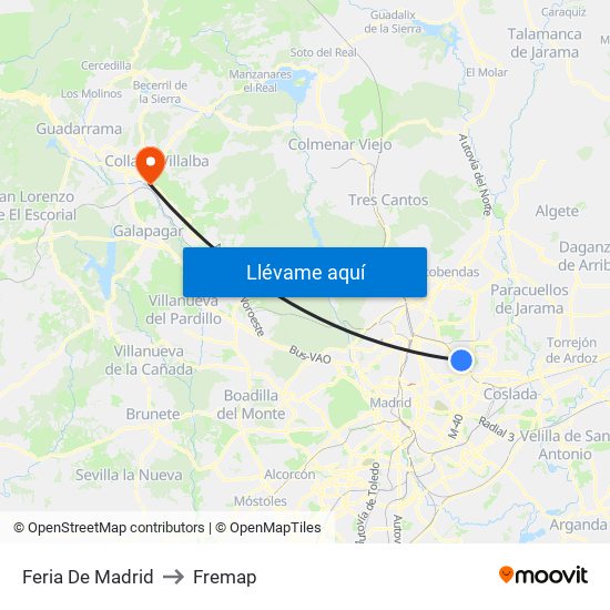 Feria De Madrid to Fremap map