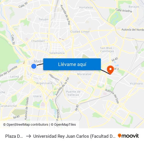Plaza De La Paja to Universidad Rey Juan Carlos (Facultad De Ciencias Jurídicas Y Sociales) map