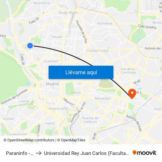 Paraninfo - Informática to Universidad Rey Juan Carlos (Facultad De Ciencias Jurídicas Y Sociales) map