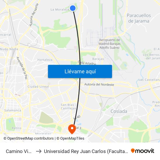 Camino Viejo - Intergolf to Universidad Rey Juan Carlos (Facultad De Ciencias Jurídicas Y Sociales) map