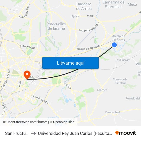 San Fructuoso - Iglesia to Universidad Rey Juan Carlos (Facultad De Ciencias Jurídicas Y Sociales) map