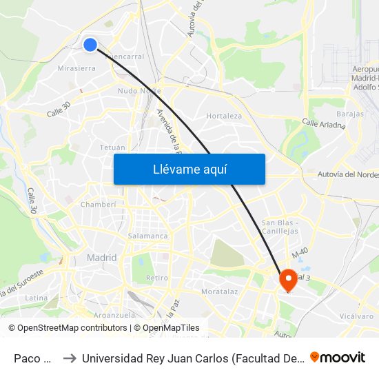 Paco De Lucía to Universidad Rey Juan Carlos (Facultad De Ciencias Jurídicas Y Sociales) map