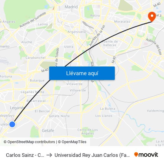 Carlos Sainz - Ciudad Del Automóvil to Universidad Rey Juan Carlos (Facultad De Ciencias Jurídicas Y Sociales) map