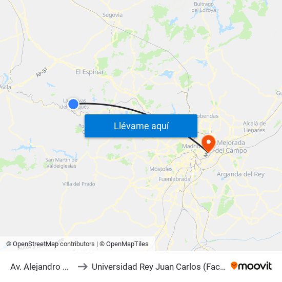 Av. Alejandro Mas - Av. Navalperal to Universidad Rey Juan Carlos (Facultad De Ciencias Jurídicas Y Sociales) map