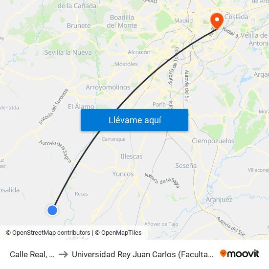 Calle Real, Camarenilla to Universidad Rey Juan Carlos (Facultad De Ciencias Jurídicas Y Sociales) map