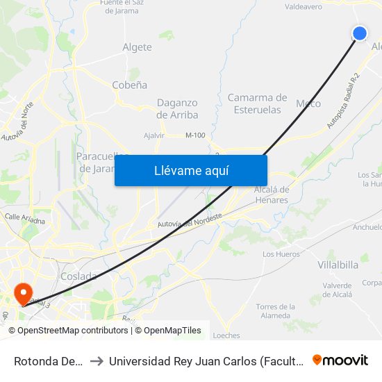 Rotonda Del Tractor, Quer to Universidad Rey Juan Carlos (Facultad De Ciencias Jurídicas Y Sociales) map