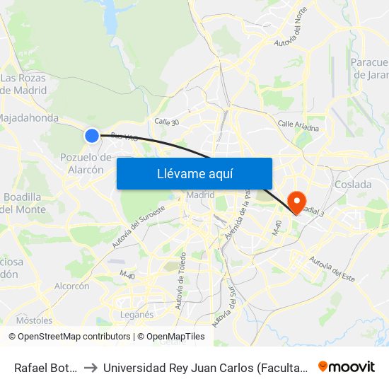 Rafael Botí - Archanda to Universidad Rey Juan Carlos (Facultad De Ciencias Jurídicas Y Sociales) map