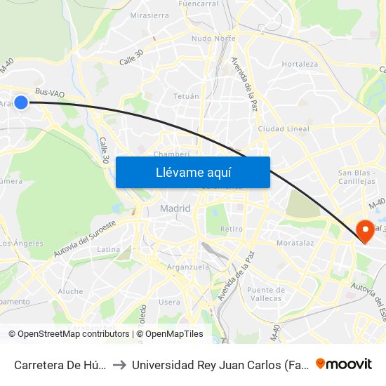 Carretera De Húmera - Fuente Del Rey to Universidad Rey Juan Carlos (Facultad De Ciencias Jurídicas Y Sociales) map