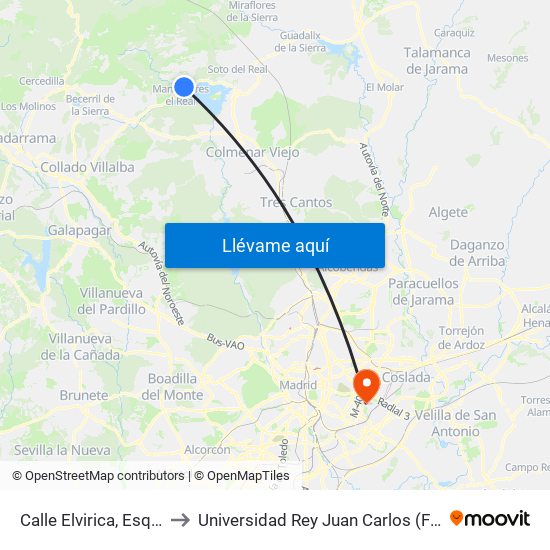 Calle Elvirica, Esq. Paseo De Los Rincones to Universidad Rey Juan Carlos (Facultad De Ciencias Jurídicas Y Sociales) map