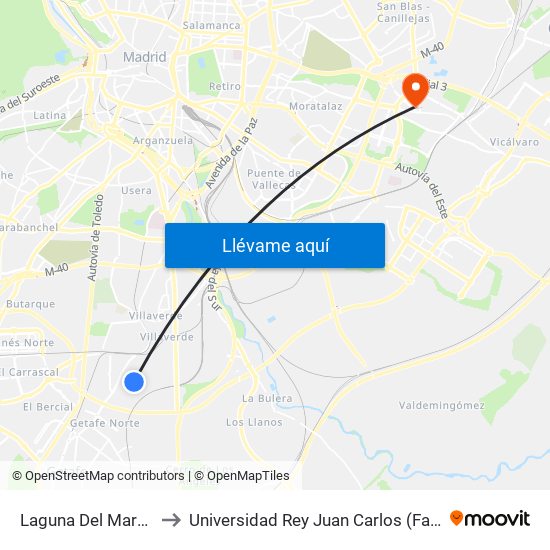 Laguna Del Marquesado - San Erasmo to Universidad Rey Juan Carlos (Facultad De Ciencias Jurídicas Y Sociales) map